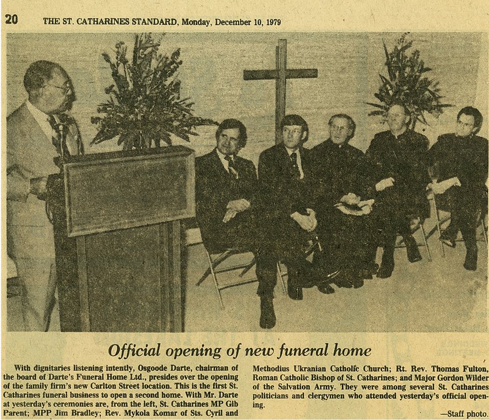 Opening of New Funeral Home, George Darte Funeral Chapel St. Catharines